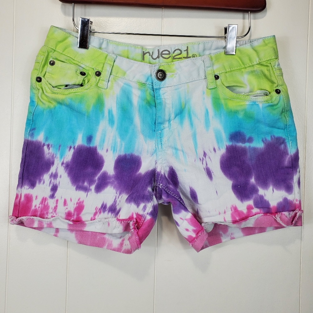 tye dye folded raw hem shorts size 11/12